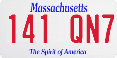 MA license plate 141QN7