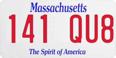 MA license plate 141QU8