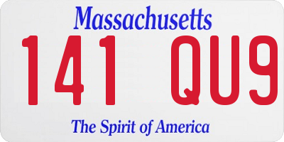 MA license plate 141QU9