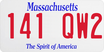 MA license plate 141QW2