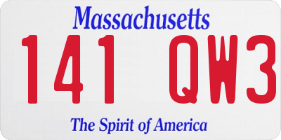 MA license plate 141QW3