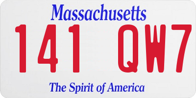 MA license plate 141QW7
