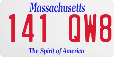 MA license plate 141QW8