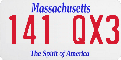 MA license plate 141QX3