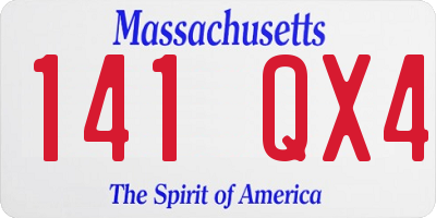 MA license plate 141QX4