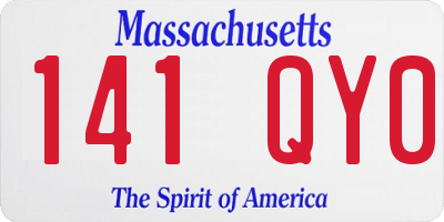 MA license plate 141QY0