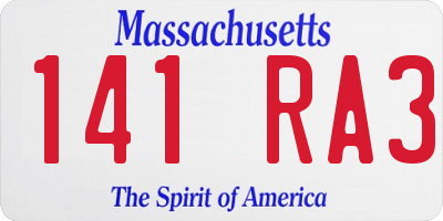 MA license plate 141RA3