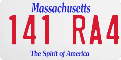 MA license plate 141RA4