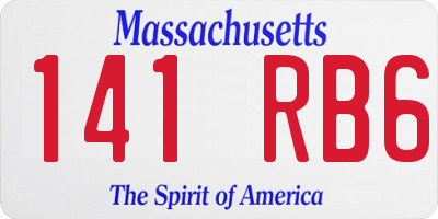 MA license plate 141RB6
