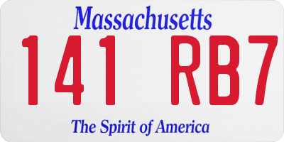 MA license plate 141RB7