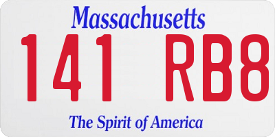 MA license plate 141RB8