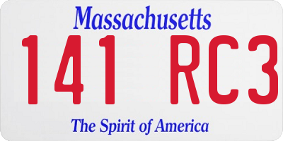 MA license plate 141RC3