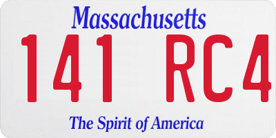 MA license plate 141RC4
