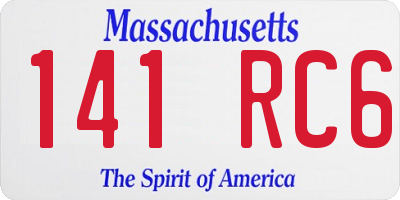 MA license plate 141RC6