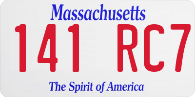 MA license plate 141RC7