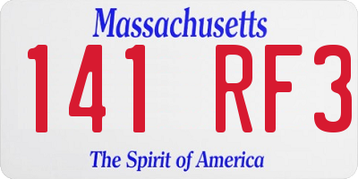MA license plate 141RF3
