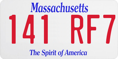 MA license plate 141RF7