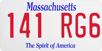 MA license plate 141RG6