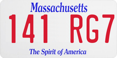 MA license plate 141RG7