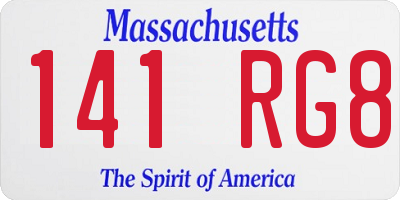 MA license plate 141RG8