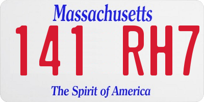 MA license plate 141RH7