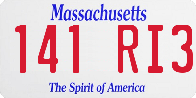 MA license plate 141RI3