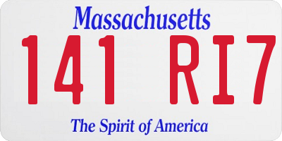 MA license plate 141RI7