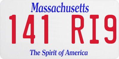 MA license plate 141RI9