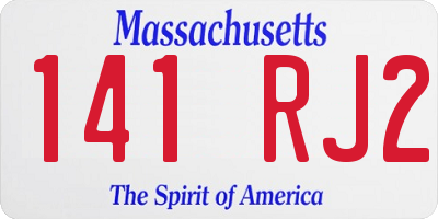 MA license plate 141RJ2