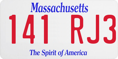 MA license plate 141RJ3