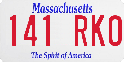 MA license plate 141RK0