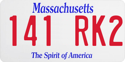 MA license plate 141RK2