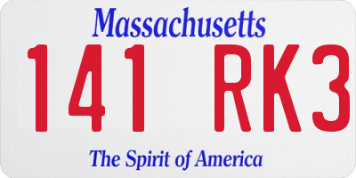 MA license plate 141RK3