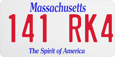 MA license plate 141RK4
