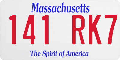 MA license plate 141RK7