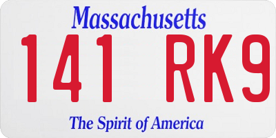 MA license plate 141RK9