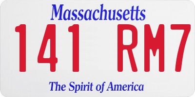 MA license plate 141RM7