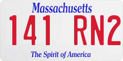 MA license plate 141RN2