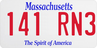 MA license plate 141RN3