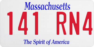 MA license plate 141RN4