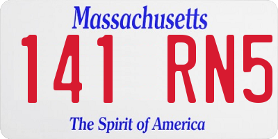 MA license plate 141RN5