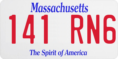 MA license plate 141RN6