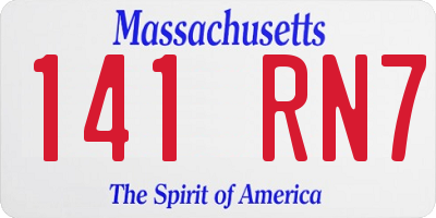 MA license plate 141RN7