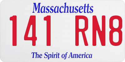 MA license plate 141RN8