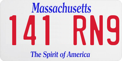 MA license plate 141RN9
