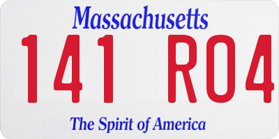 MA license plate 141RO4