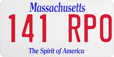MA license plate 141RP0