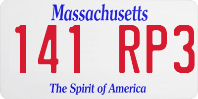 MA license plate 141RP3