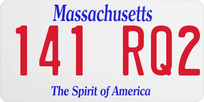 MA license plate 141RQ2