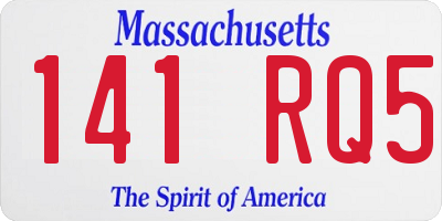 MA license plate 141RQ5